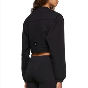 Alo Black Crop Fresh Coverup Sweatshirt